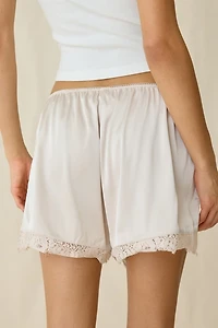 Out From Under Slip Away Lace Trim Satin Short