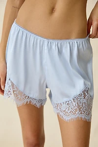 Out From Under Slip Away Lace Trim Satin Shorts