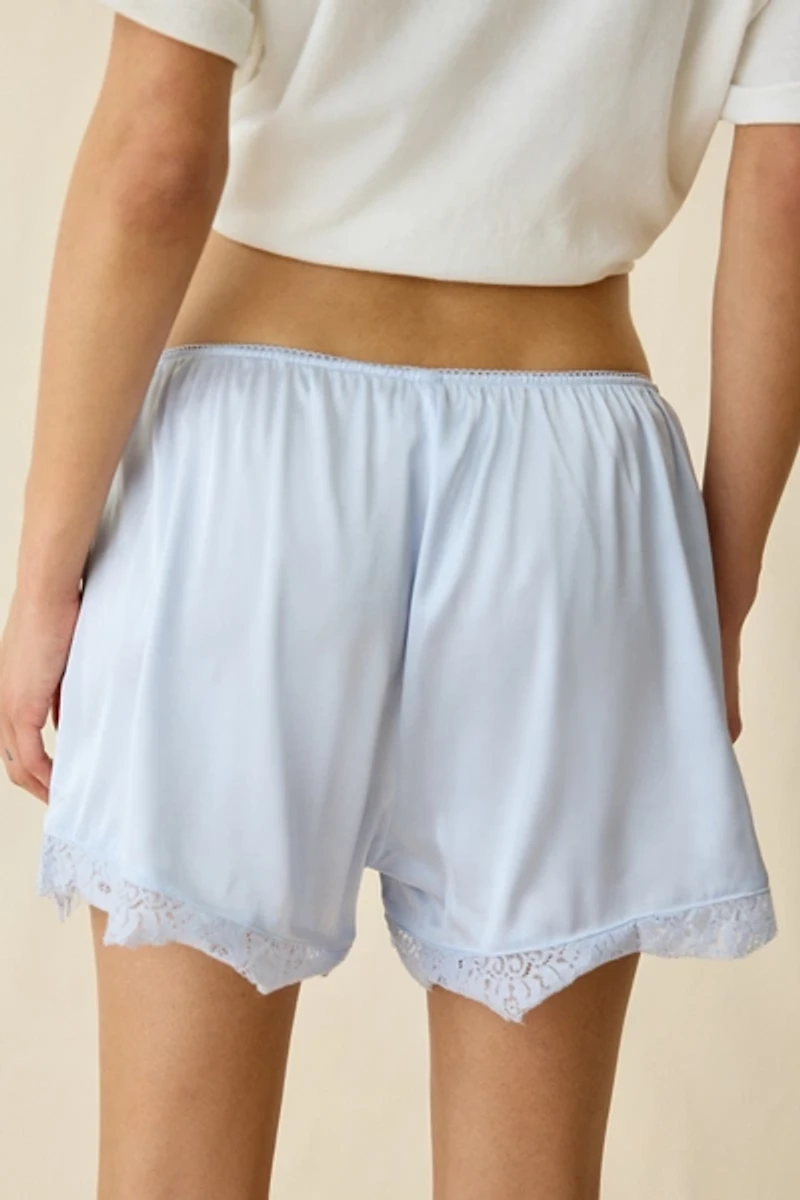 Out From Under Slip Away Lace Trim Satin Shorts