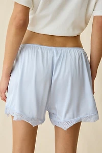 Out From Under Slip Away Lace Trim Satin Shorts