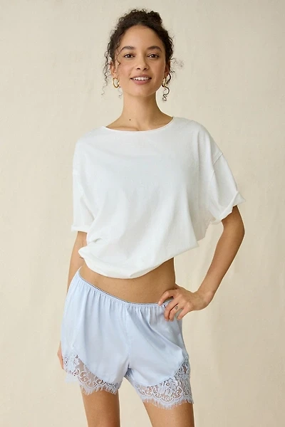Out From Under Slip Away Lace Trim Satin Shorts