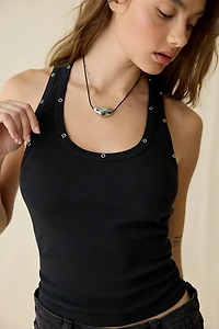 UO Harlow Grommet Studded Cropped Tank Top