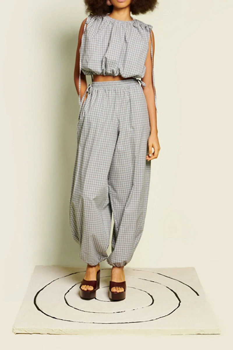 Ghospell Kemi Ruched Tie Balloon Top