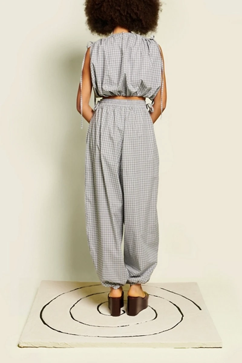 Ghospell Kemi Ruched Tie Balloon Top