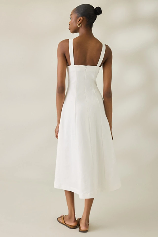urban renewal linen seamed midi dress Urban Renewal + Eco Linen Seamed Midi Dress