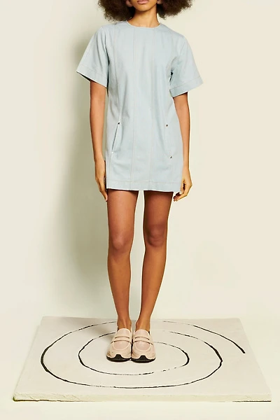 Ghospell Deia Short Sleeve Seamed Denim Mini Dress