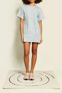 Ghospell Deia Short Sleeve Seamed Denim Mini Dress