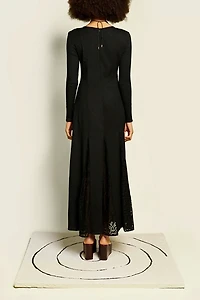 Ghospell Oriane Lace Godet Long Sleeve Maxi Dress