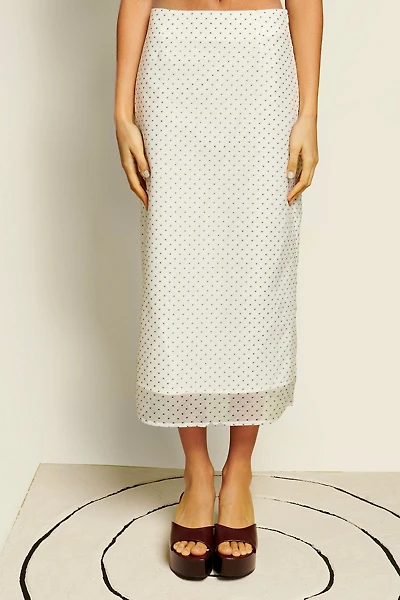 Ghospell Spira Polka Dot Midi Skirt