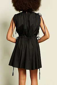 Ghospell Gilia Drawstring Tie Mini Dress