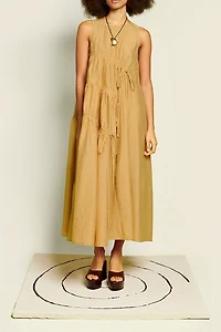 Ghospell Nerissa Asymmetric Ruched Tie Maxi Dress
