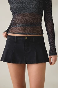 BDG Bad Influence Pleated Low-Rise Denim Mini Skort