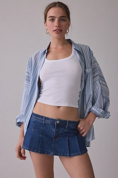 BDG Bad Influence Pleated Low-Rise Denim Mini Skort