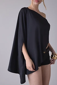 Lioness Reborn Ruched Asymmetric Poncho
