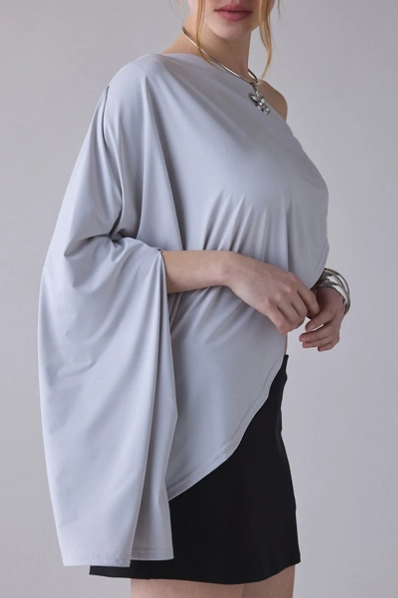 Lioness Reborn Ruched Asymmetric Poncho