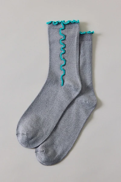 Contrast Lettuce Edge Crew Socks