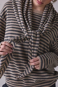 Lioness Olsen Scarf Detail Striped Long Sleeve Top