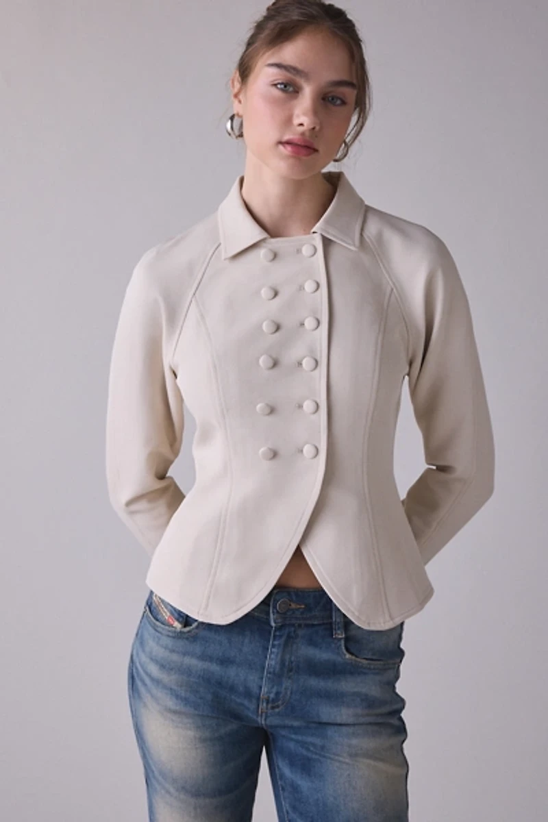 Lioness Form Button-Front Military Jacket