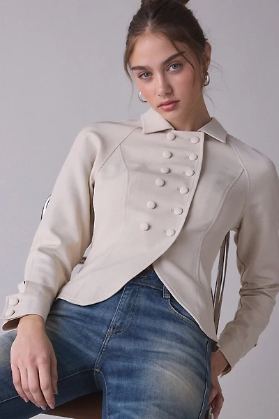 Lioness Form Button-Front Military Jacket