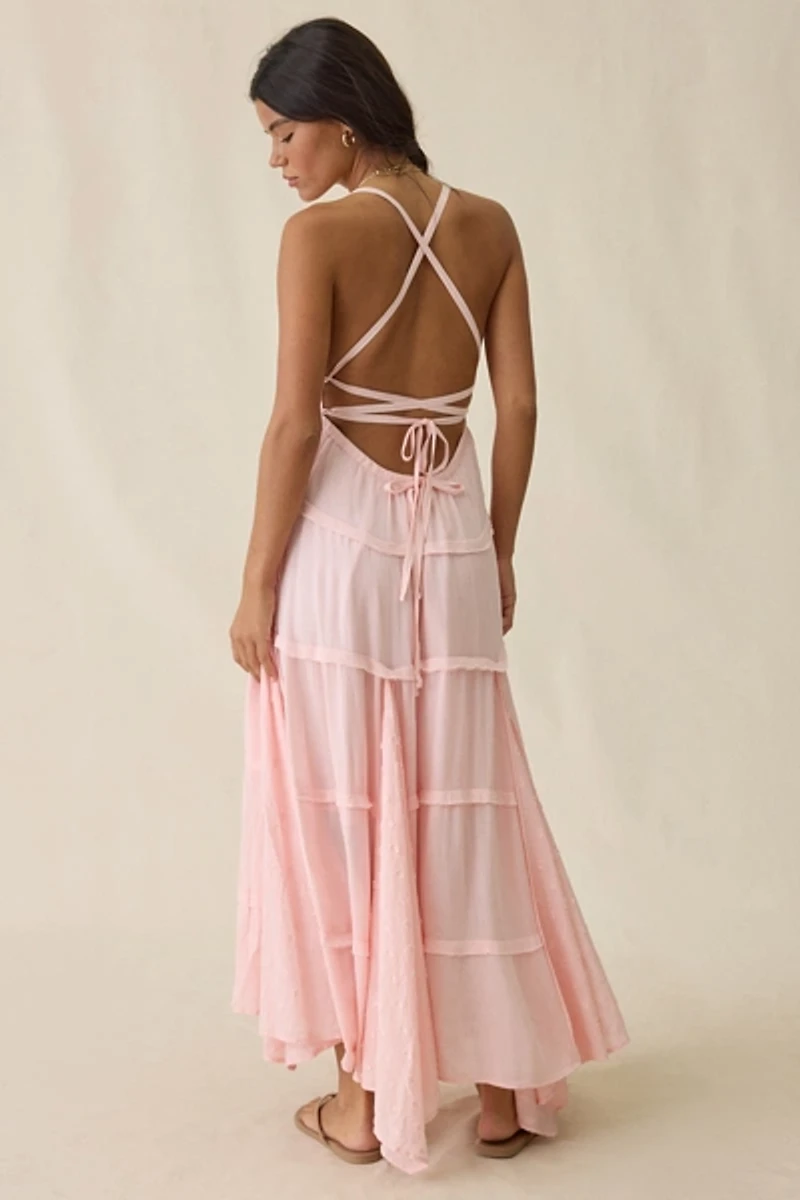 Kimchi Blue Bon Voyage Beaded Empire Waist Tiered Maxi Dress