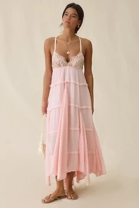 Kimchi Blue Bon Voyage Beaded Empire Waist Tiered Maxi Dress