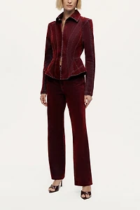Nocturne Velvet Corset-Seamed Peplum Jacket