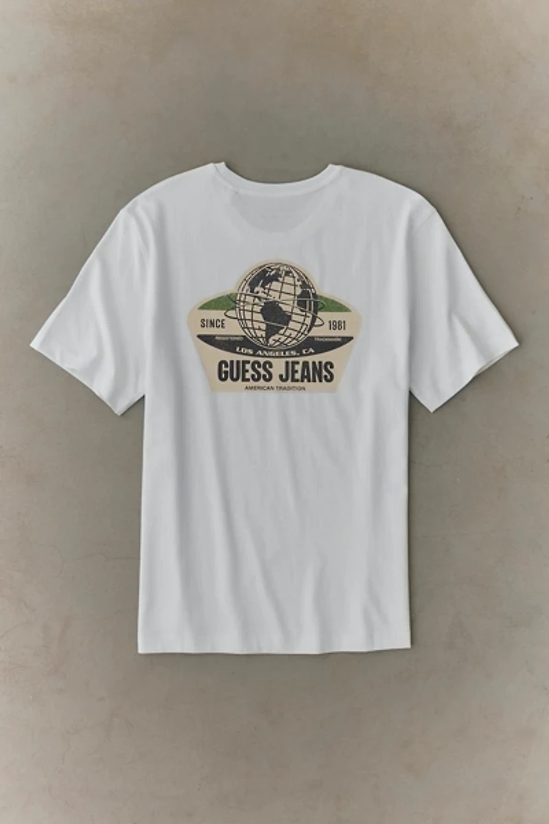 GUESS JEANS Globe Logo Graphic Tee
