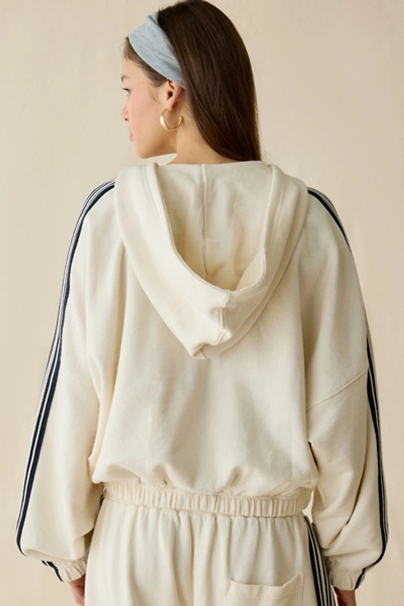 iets frans… Harri Piped Bubble Hem Zip-Up Hoodie Sweatshirt