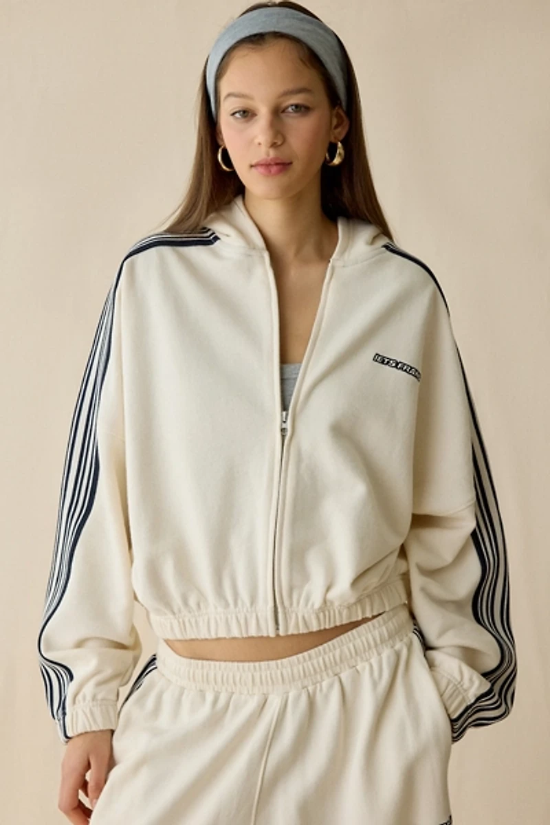 iets frans… Harri Piped Bubble Hem Zip-Up Hoodie Sweatshirt