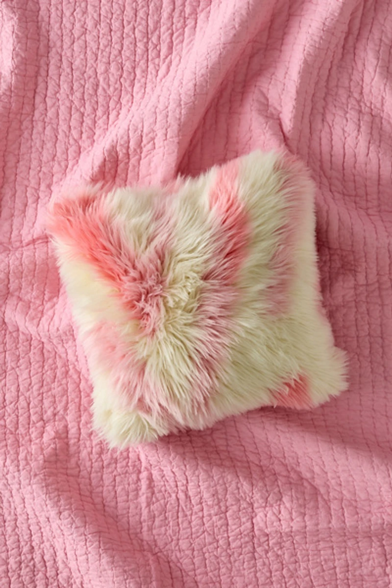 Sita Shaggy Faux Fur Jacquard Throw Pillow