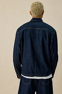 GUESS JEANS Boxy Fit Zip-Up Denim Jacket