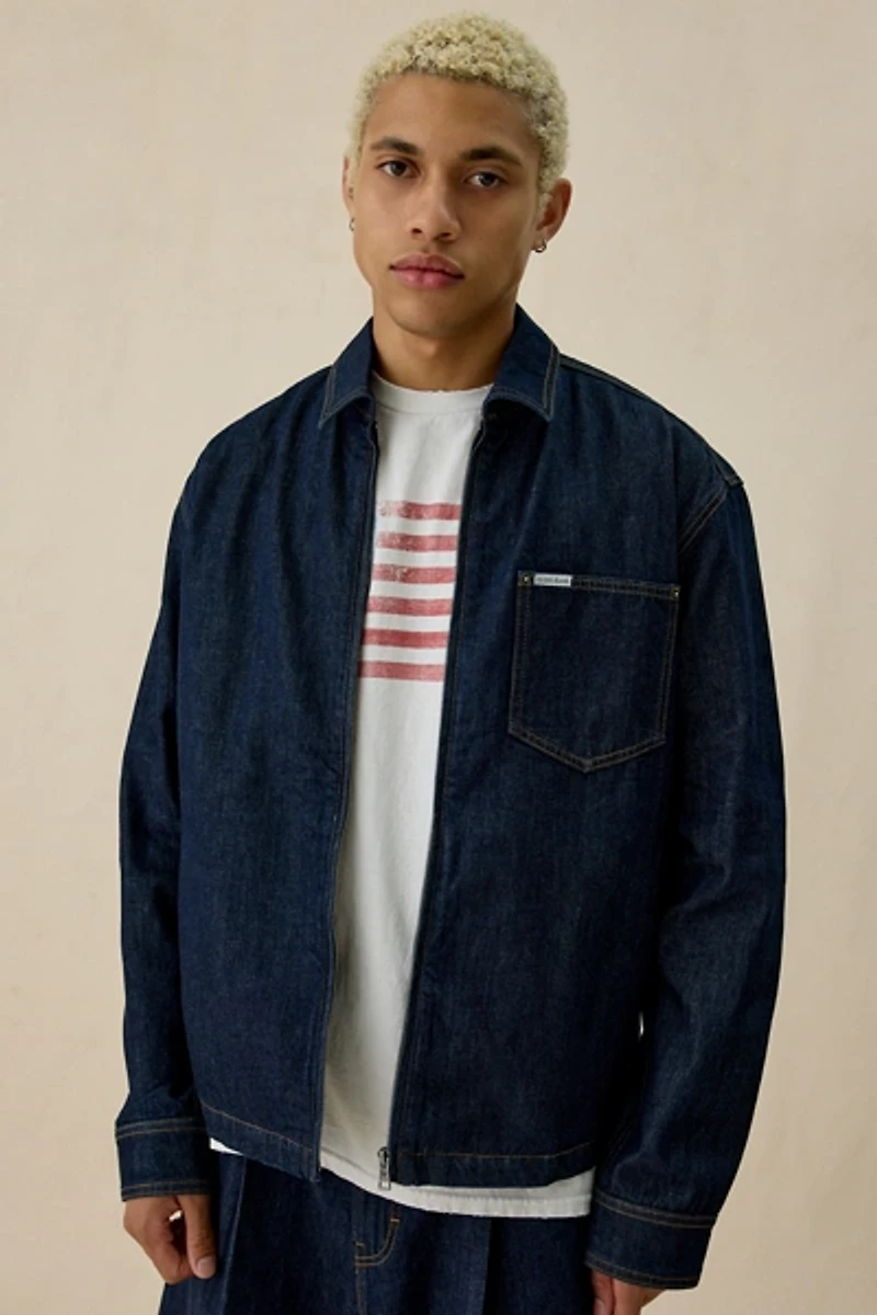 GUESS JEANS Boxy Fit Zip-Up Denim Jacket