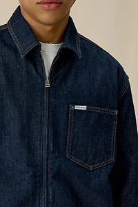 GUESS JEANS Boxy Fit Zip-Up Denim Jacket