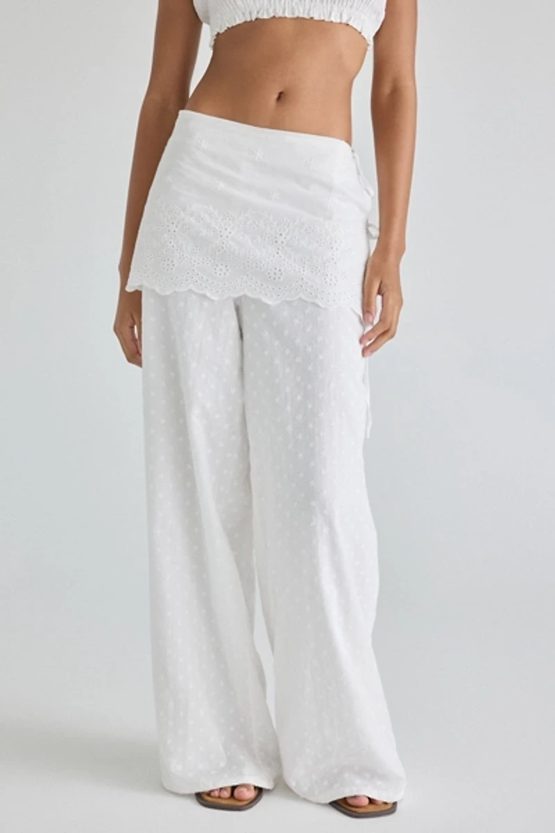 Daisy Street Cloud Eyelet Lace Wrap Skirt Pants