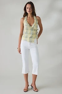 Daisy Street Daffodil Check Ruffle Wrap Halter Top