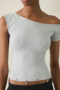 Daisy Street Mabel Charmed Grommet Detail Off-The-Shoulder Top