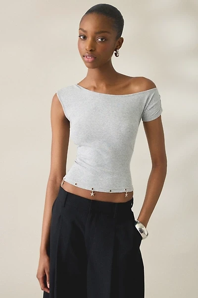 Daisy Street Mabel Charmed Grommet Detail Off-The-Shoulder Top