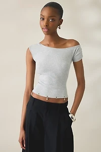 Daisy Street Mabel Charmed Grommet Detail Off-The-Shoulder Top