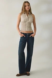 Daisy Street Bibi Smocked Sleeveless Button-Down Top