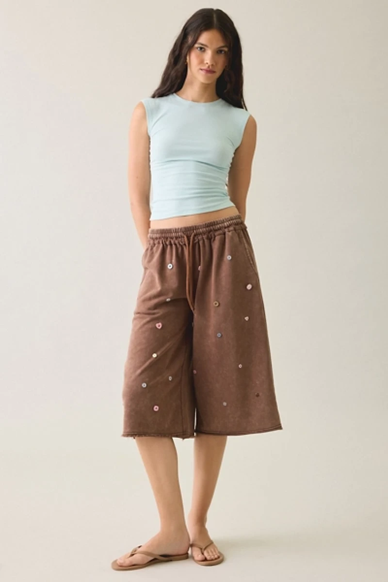 Daisy Street Leya Icon Button Detail Long Shorts
