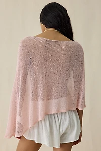 Daisy Street Dahlia Asymmetric Sheer Knit Poncho Top