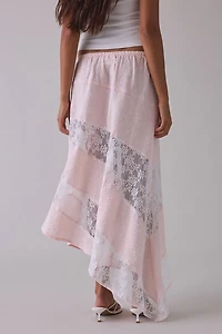 Daisy Street Solene Asymmetric Spliced Lace Maxi Skirt