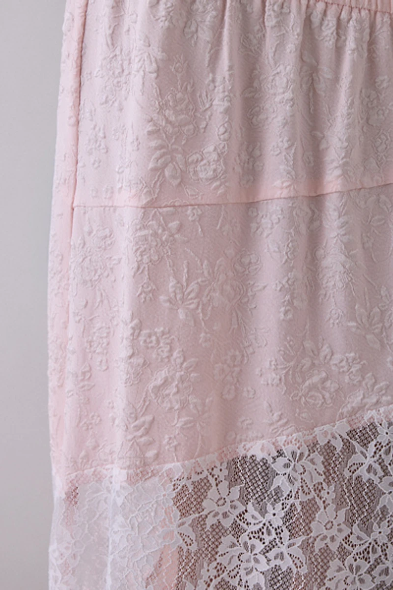 Daisy Street Solene Asymmetric Spliced Lace Maxi Skirt