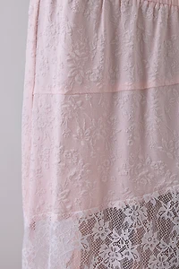 Daisy Street Solene Asymmetric Spliced Lace Maxi Skirt