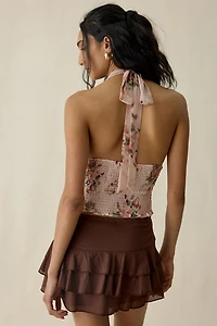 Daisy Street Rosewood Smocked Halter Top