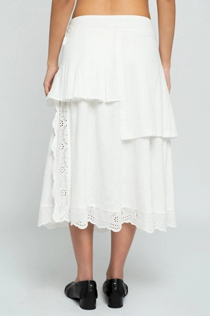 Daisy Street Echo Asymmetric Lace Midi Skirt
