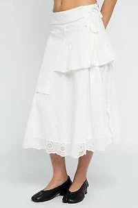 Daisy Street Echo Asymmetric Lace Midi Skirt