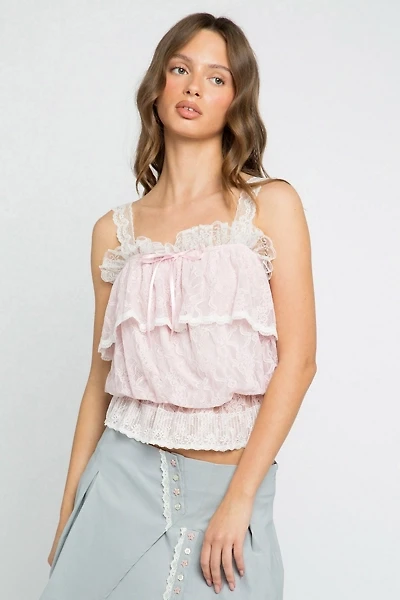 Daisy Street Petunia Ruffle Lace Trim Cami