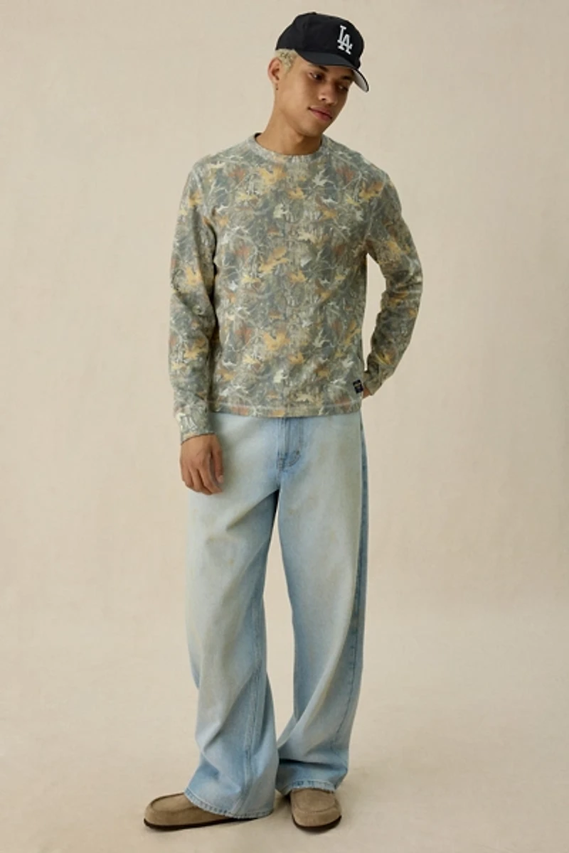 GUESS JEANS Waffle Camo Long Sleeve Tee