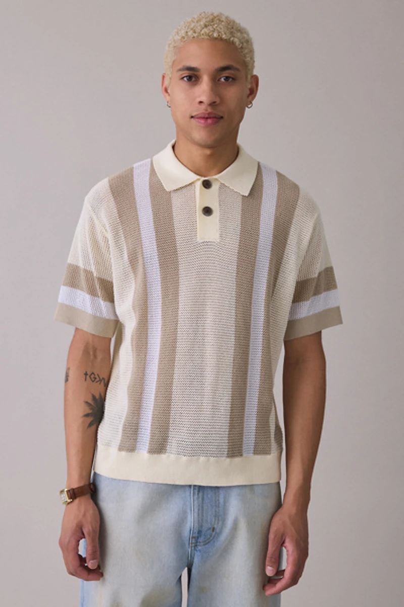 OBEY Seth Striped Polo Sweater